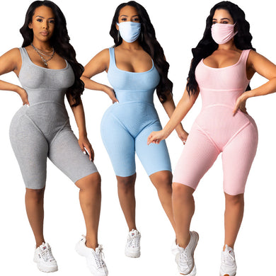 Ribbed Jumpsuit w/Mask