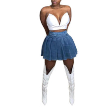 Load image into Gallery viewer, Pleated Denim Skirt