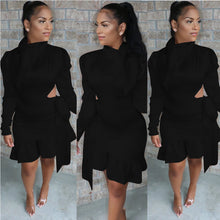 Load image into Gallery viewer, Sophisticated Ruffle High Collar Dress
