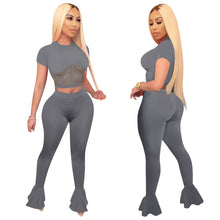 Load image into Gallery viewer, Mesh Corset Top Flare Pants Set