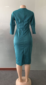 Zipper Panel 3/4 Sleeve Dress