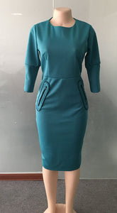 Zipper Panel 3/4 Sleeve Dress