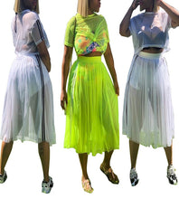 Load image into Gallery viewer, Sexy Mesh Pleated Skirt Set