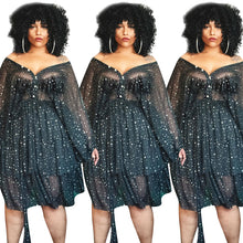Load image into Gallery viewer, Sheer Star Printed Ruffle Dress