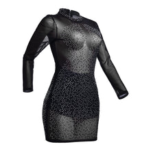 Load image into Gallery viewer, Sexy High Neck Dress w/ Mesh and Diamonds