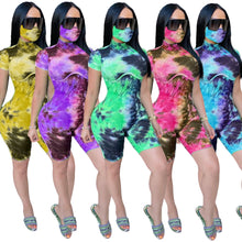 Load image into Gallery viewer, Tie Dye Ribbed Jumpsuit w/ Mask
