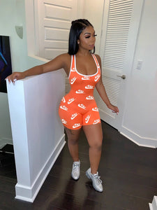 Sexy Printed Letter Pop Jumpsuit Shorts