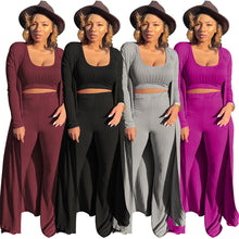 Load image into Gallery viewer, L/S Cape Ribbed 3pc. Pants Set