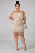 Load image into Gallery viewer, Strapless Sequin Fringe Dress